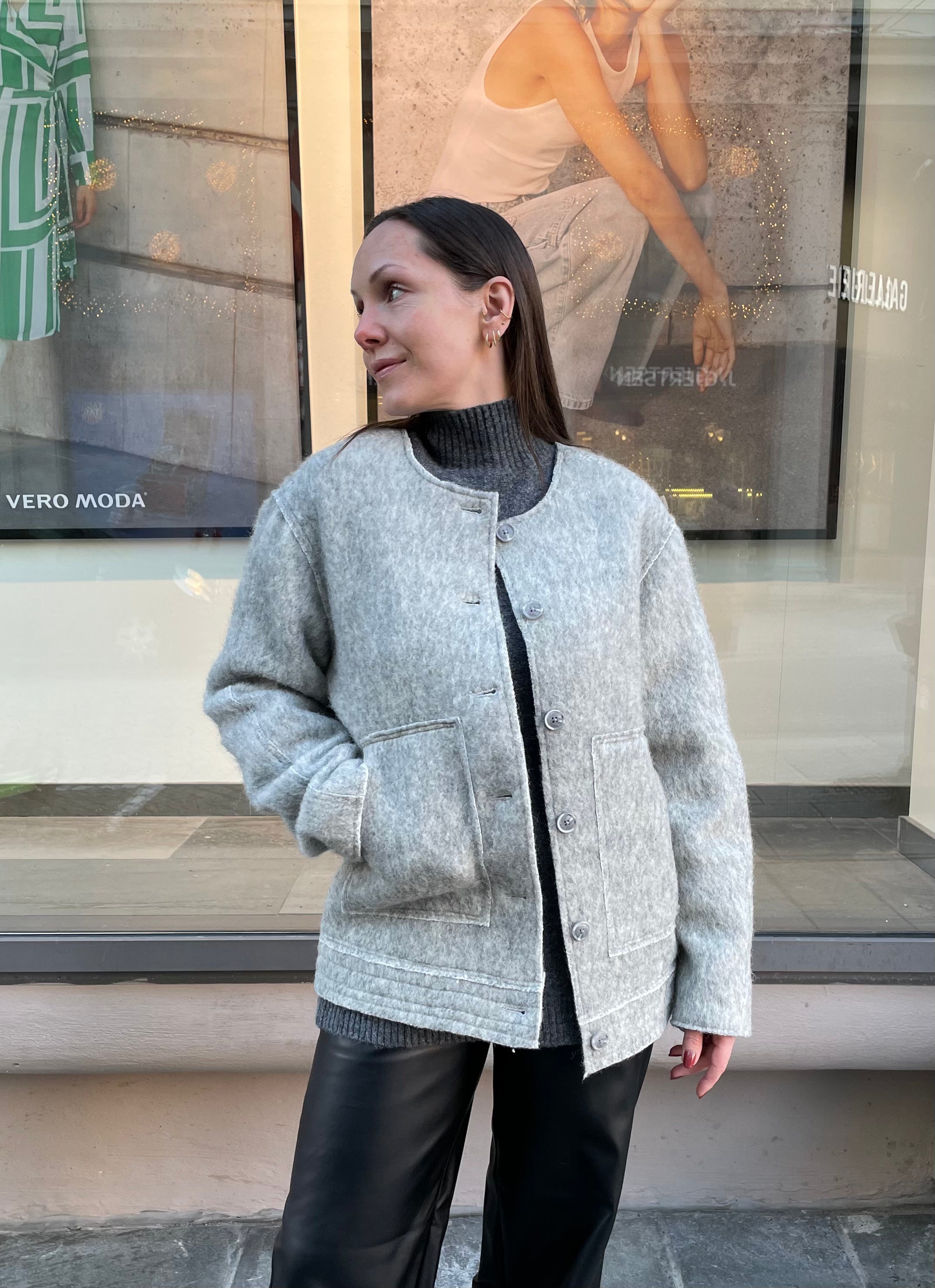 OBJKUNA Jacket - Light Grey Melange